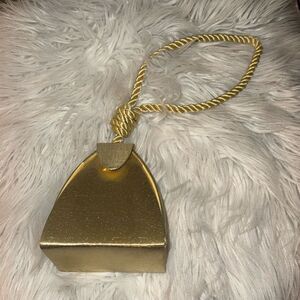 Gold sateen pyramid evening bag